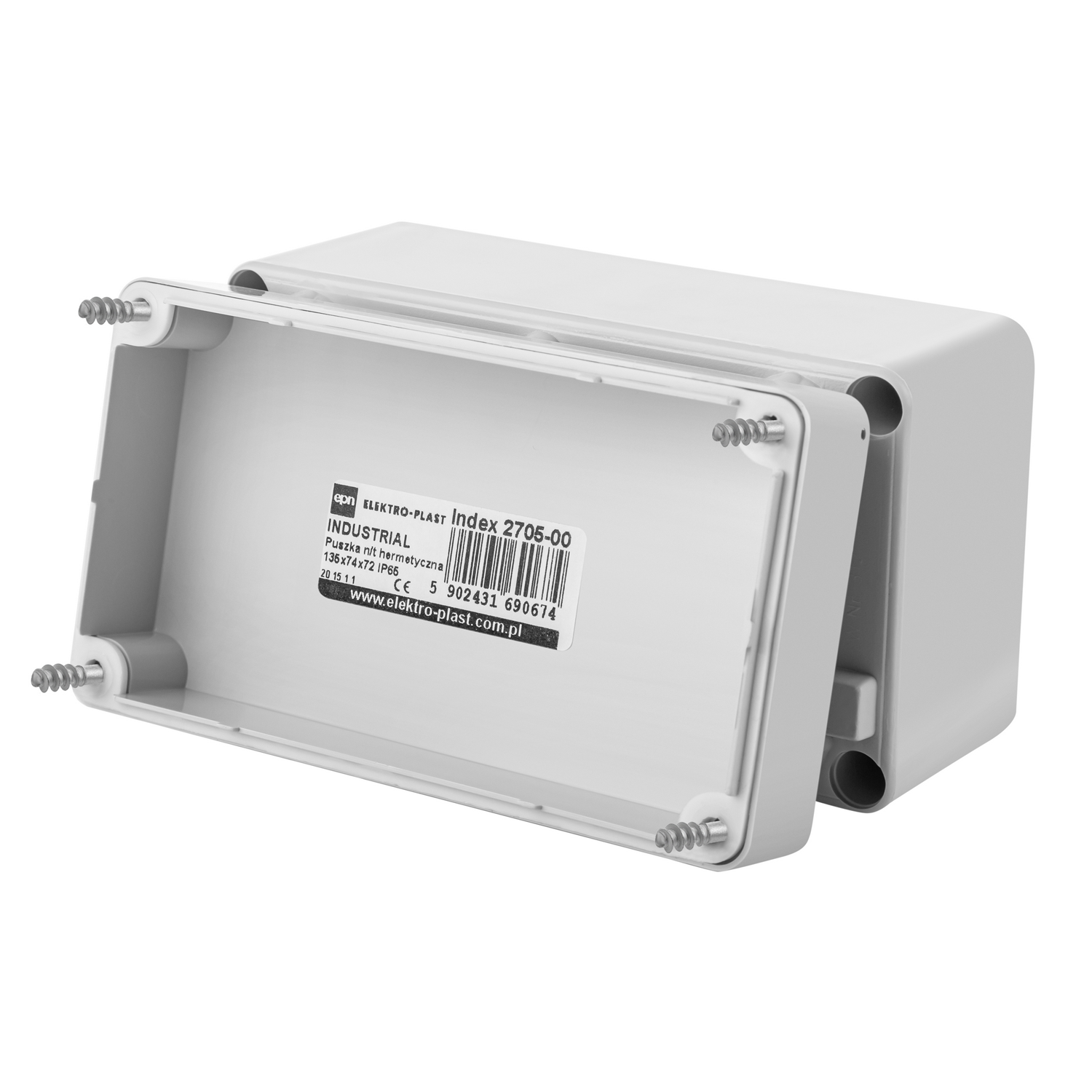Abzweigdose / Industriebox / Leergehäuse / Schaltkasten / Verteilerkasten / IP65 / weiß / 135 x 74 x 72 mm