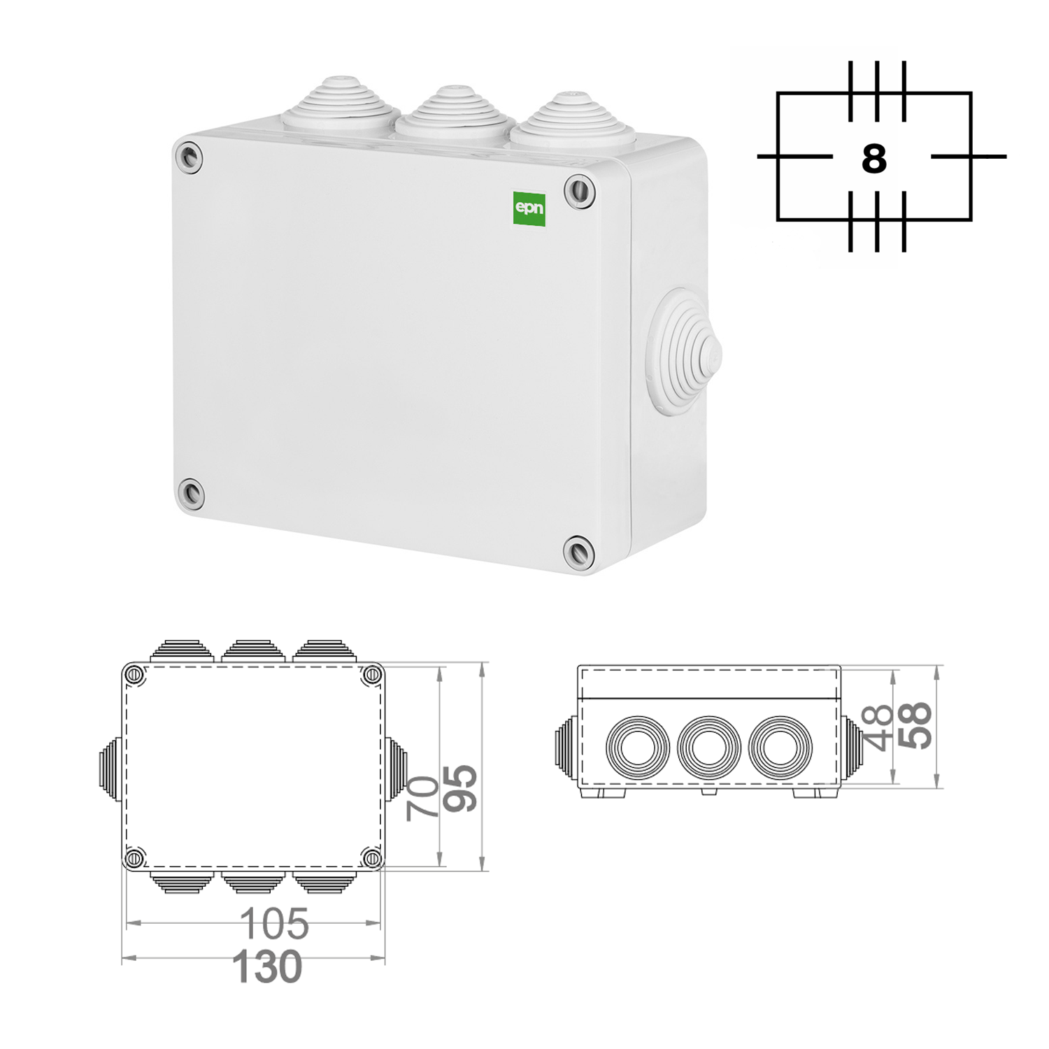 Hochwertige Abzweigdose / Industriebox / Leergehäuse / IP65 / grau mit Dichtungen / Premium-Qualität / 130x95x58 mm (8)
