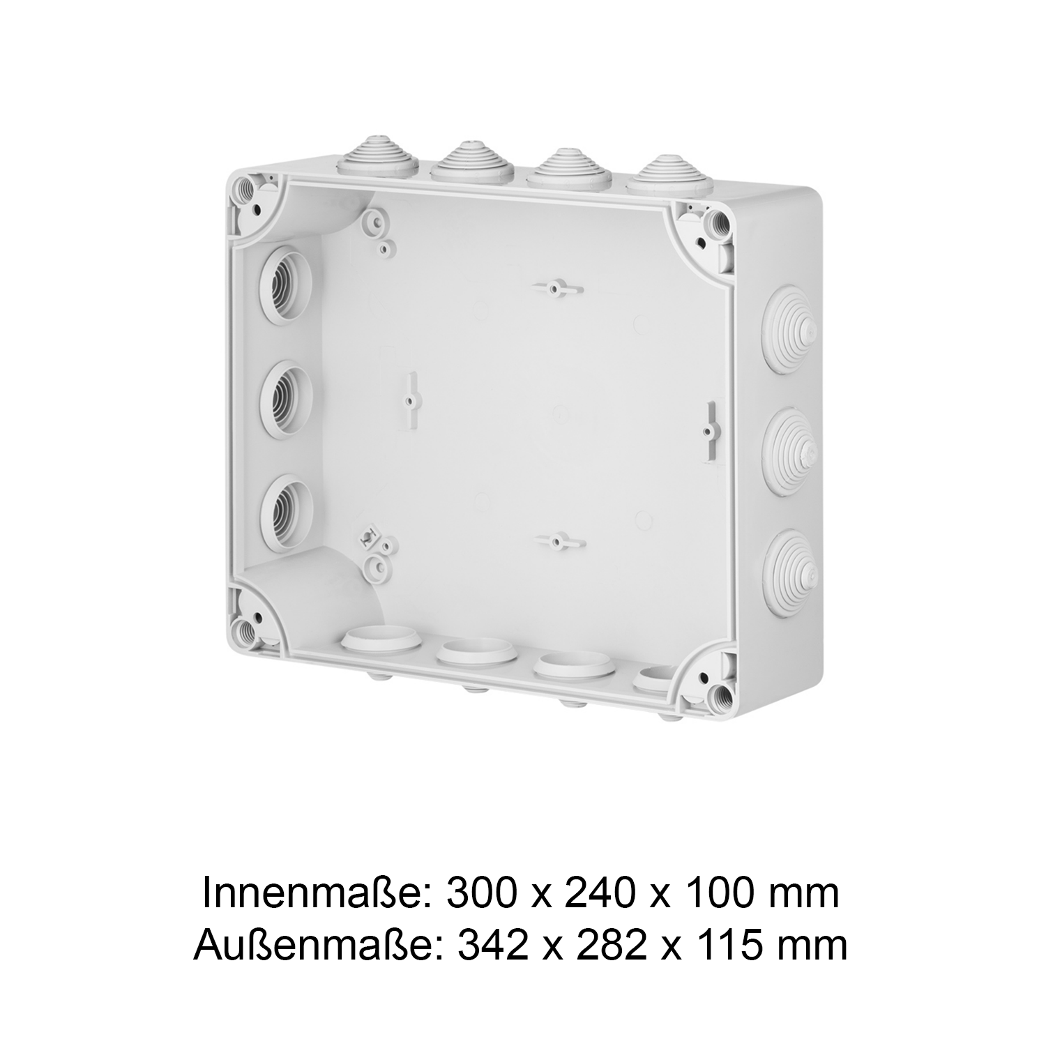 Abzweigdose / Industriebox / Leergehäuse / Schaltkasten / Verteilerkasten / IP55 / weiß mit Dichtungen / 342 x 282 x 115 mm