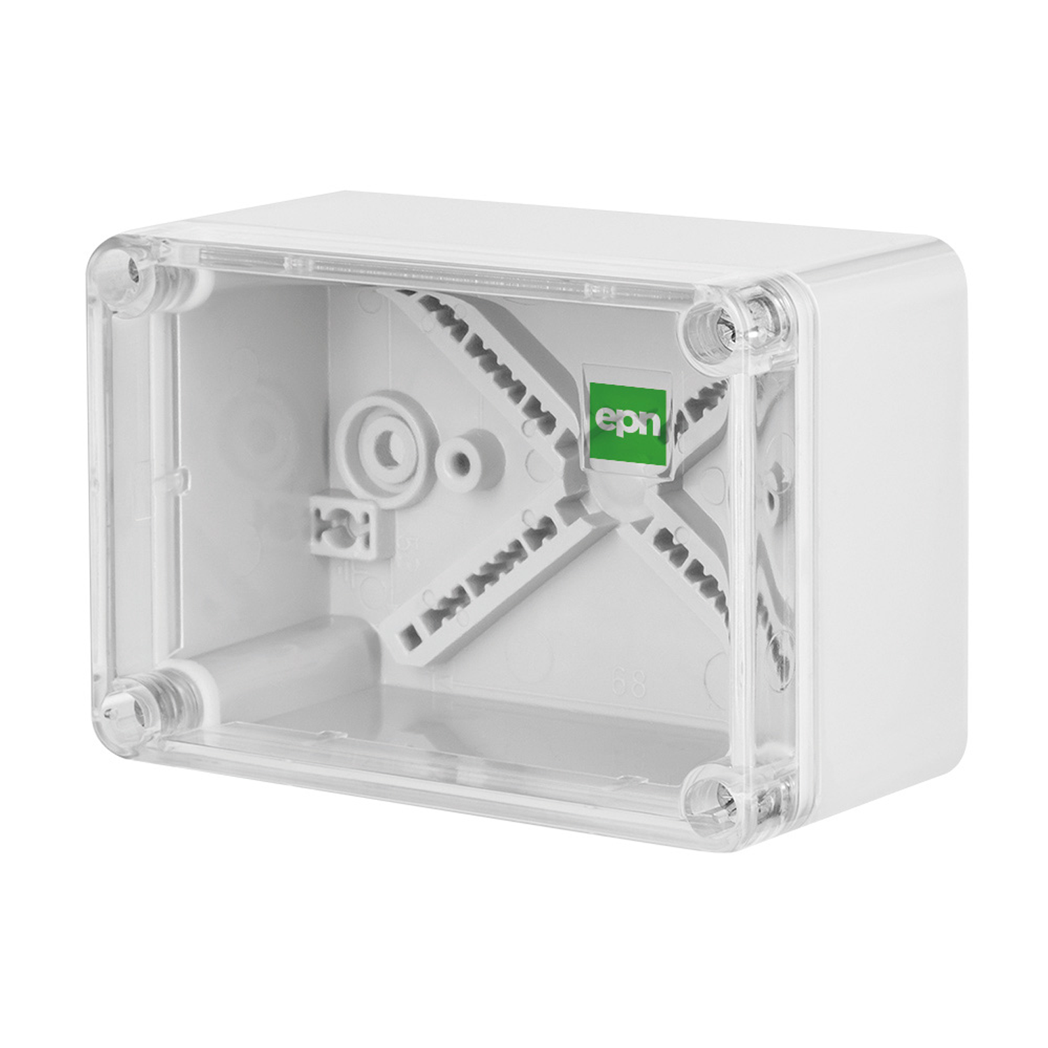 Abzweigdose / Industriebox / Leergehäuse / Schaltkasten / Verteilerkasten / IP65 / weiß mit transparentet Front / 110 x 75 x 59 mm