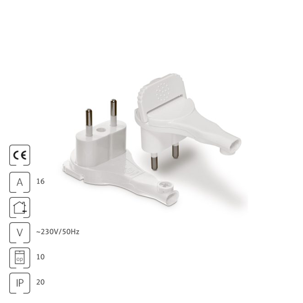 Winkelstecker Schukostecker Flachstecker 230V 6A IP20 extra flach mit Klappgriff