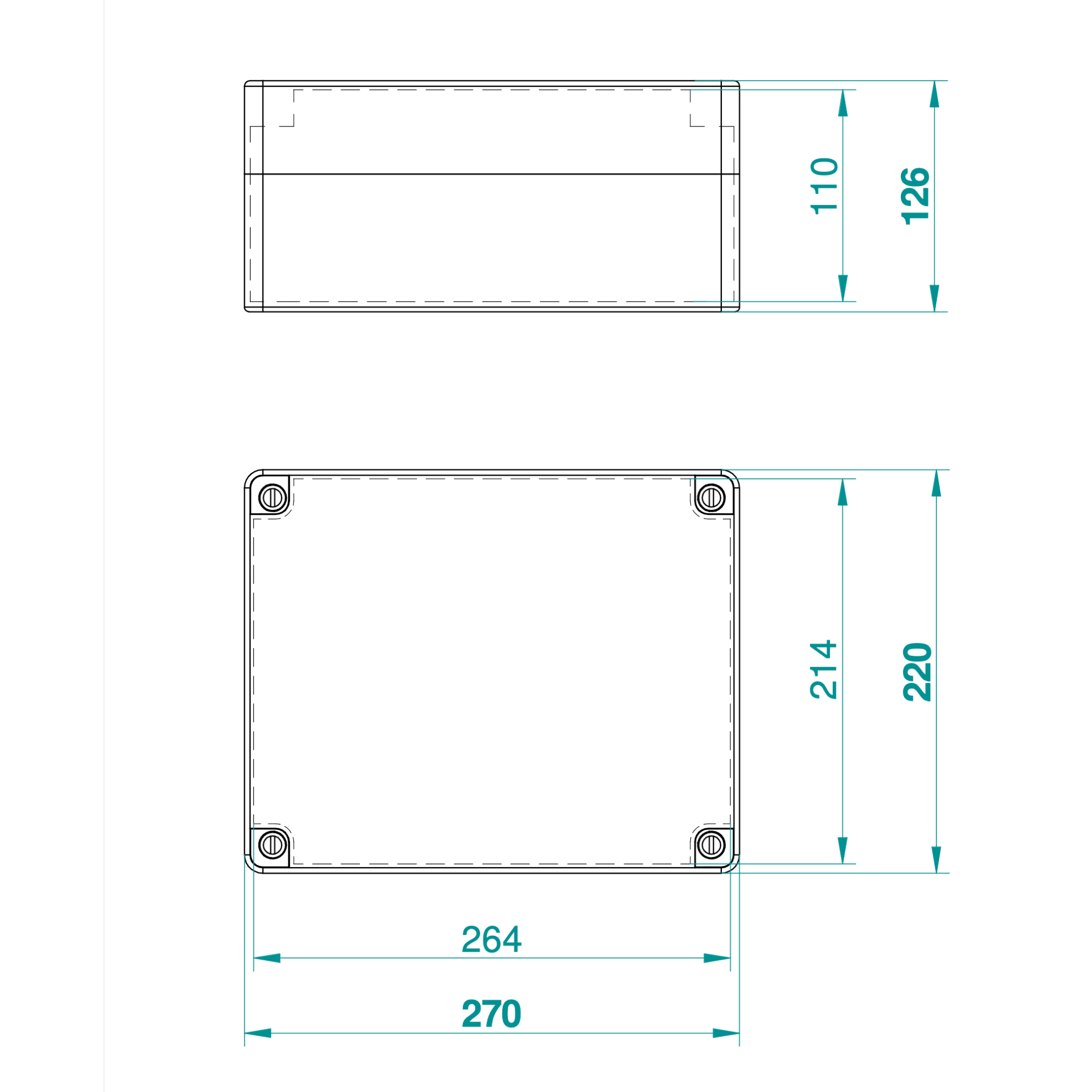 Hochwertige Abzweigdose / Industriebox / Leergehäuse / IP65 / hellgrau / Premium-Qualität / Abmessungen: 270 x 220 x 126