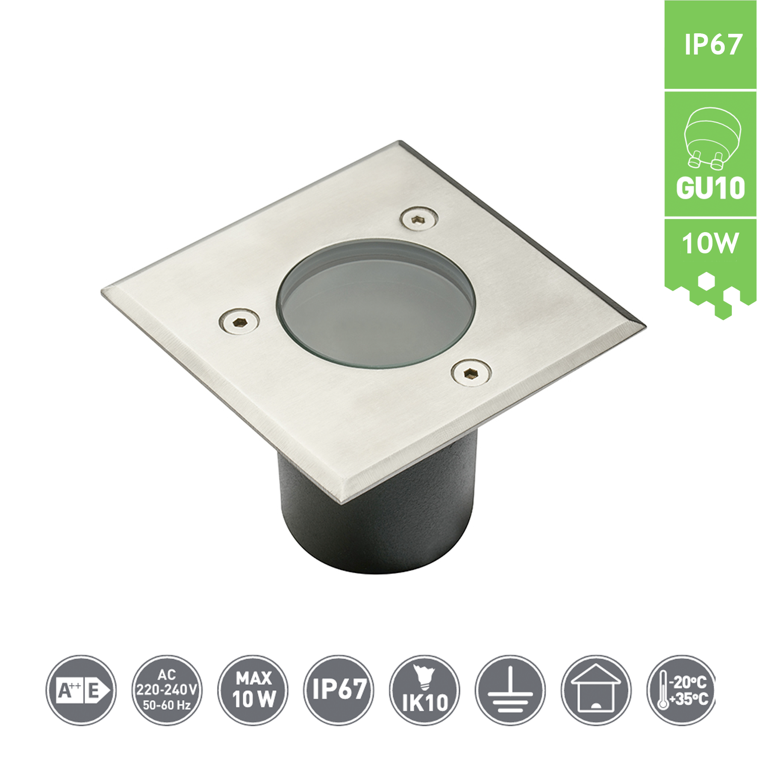 Bodeneinbauleuchte Bodenleuchte Auffahrleuchte IP67 GU10 10W