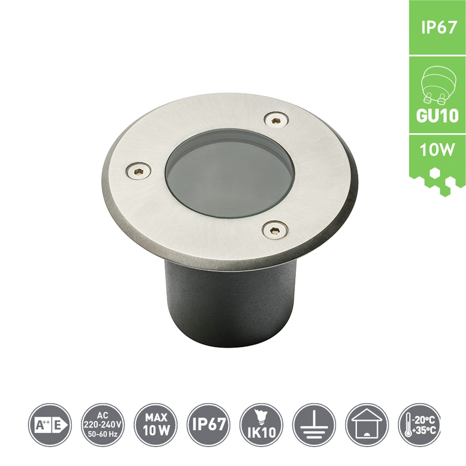 Bodeneinbauleuchte Bodenleuchte Auffahrleuchte IP67 GU10 10W