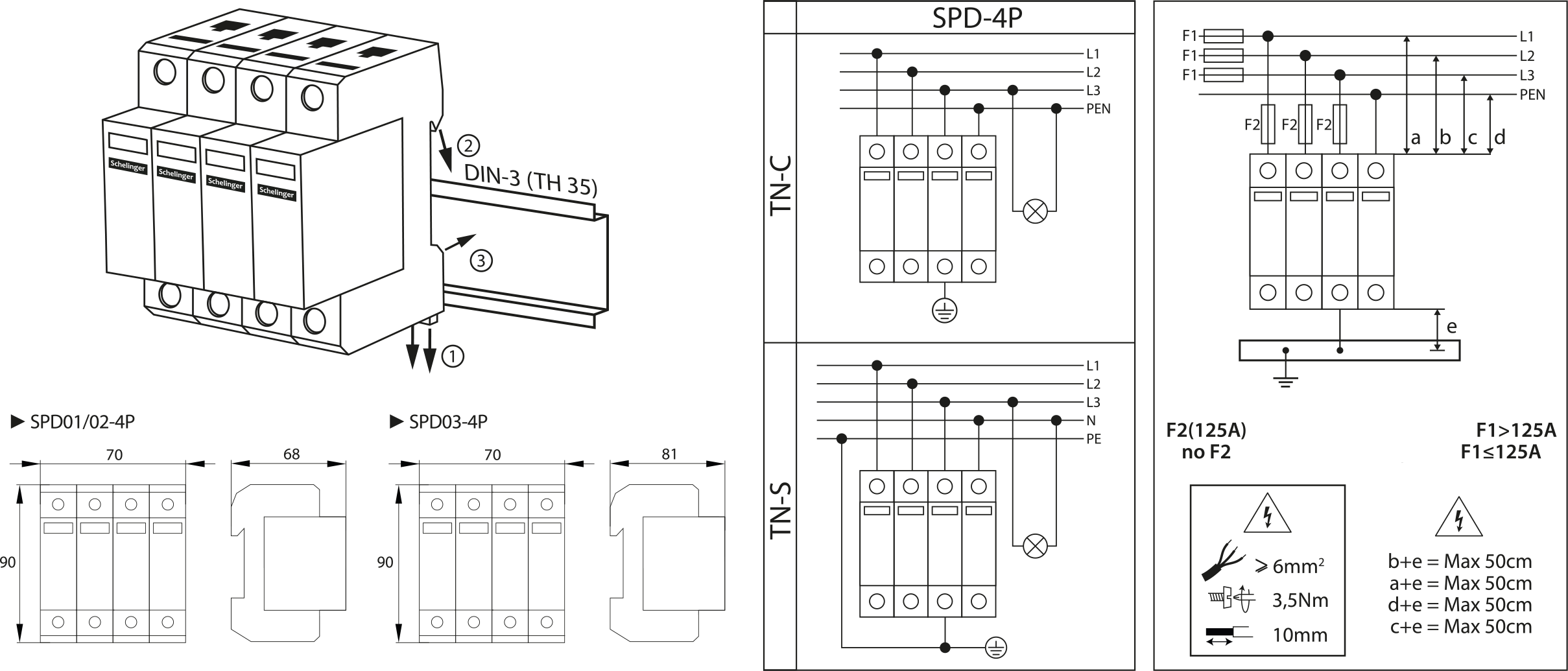 Überspannungsschutz / Blitzschutz / Photovoltaik / PV-Anlage / 4P 12,5kA T1+T2