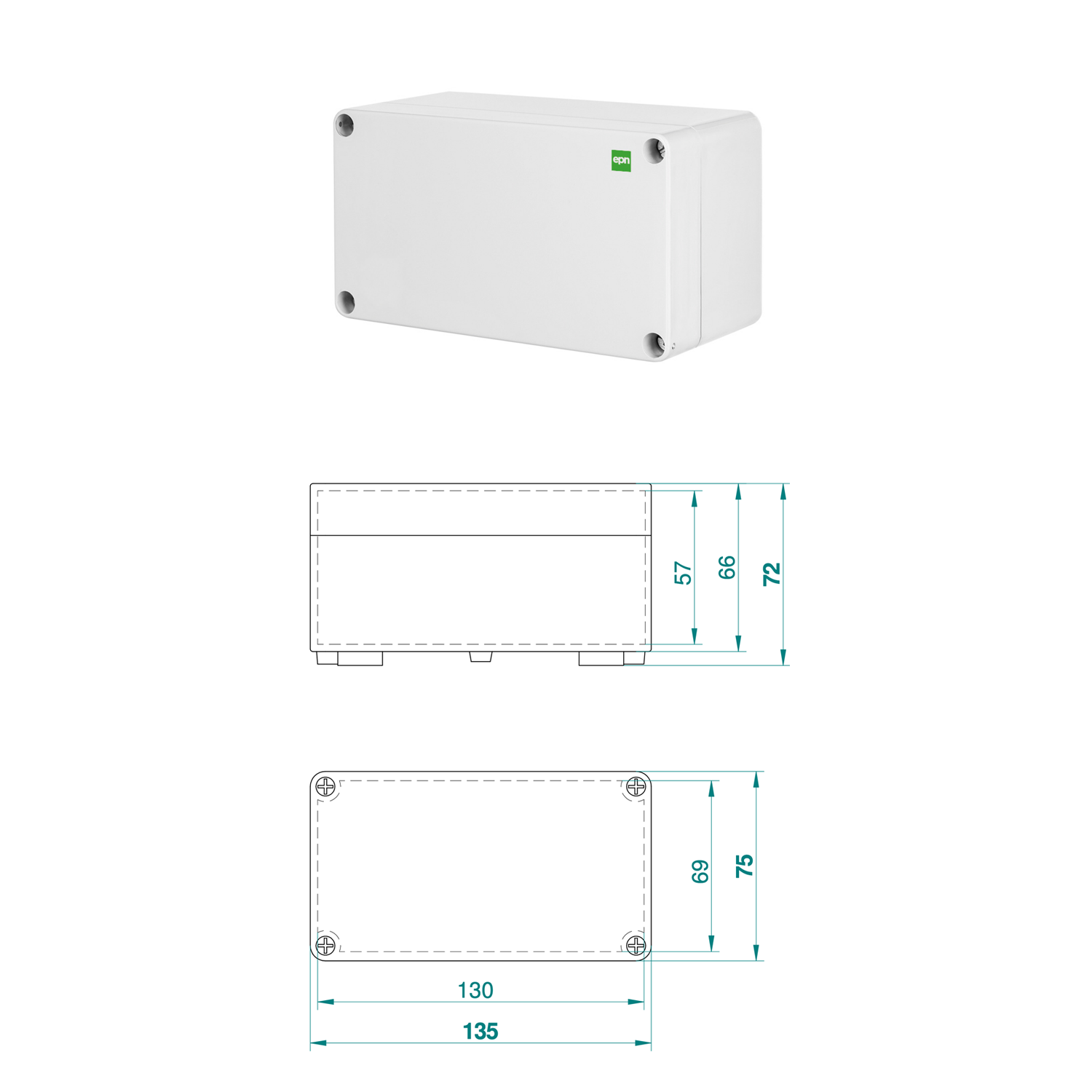 Hochwertige Abzweigdose / Industriebox / Leergehäuse / IP65 / hellgrau / Premium-Qualität / Abmessungen: 110 x 75 x 59