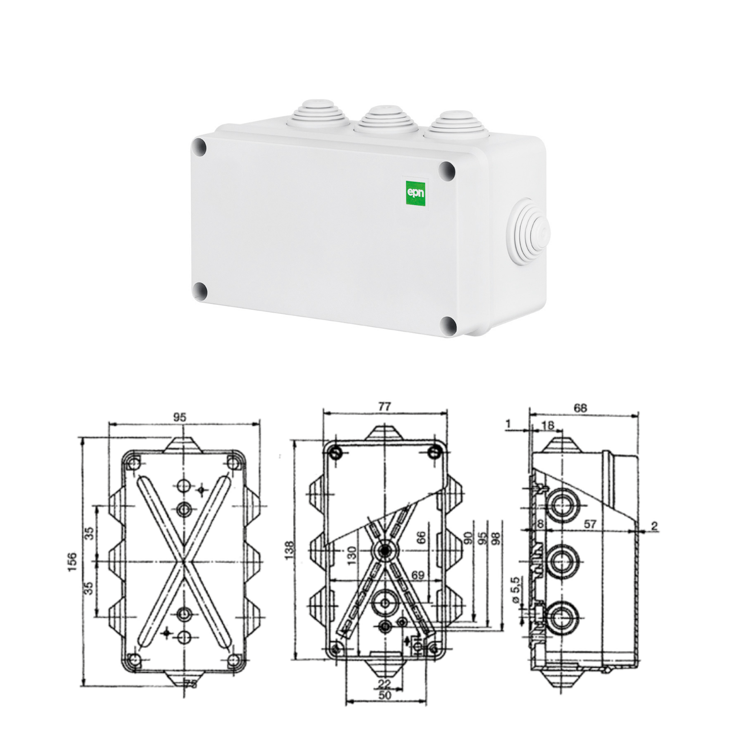 Hochwertige Abzweigdose / Industriebox / Leergehäuse / IP65 / grau mit Dichtungen / Premium-Qualität / 156x95x68 mm (8)