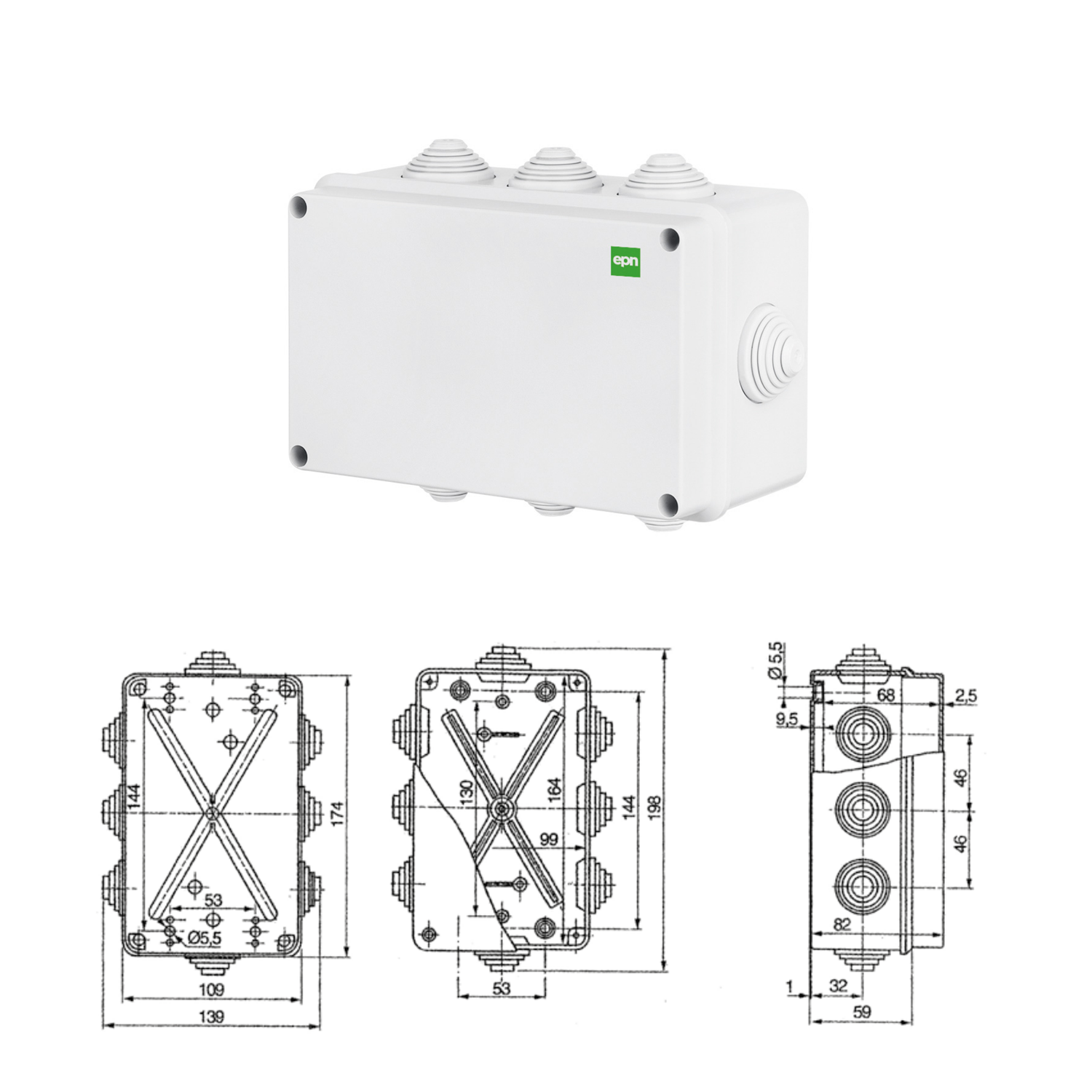 Hochwertige Abzweigdose / Industriebox / Leergehäuse / IP65 / grau mit Dichtungen / Premium-Qualität / 198x139x82 mm (8)