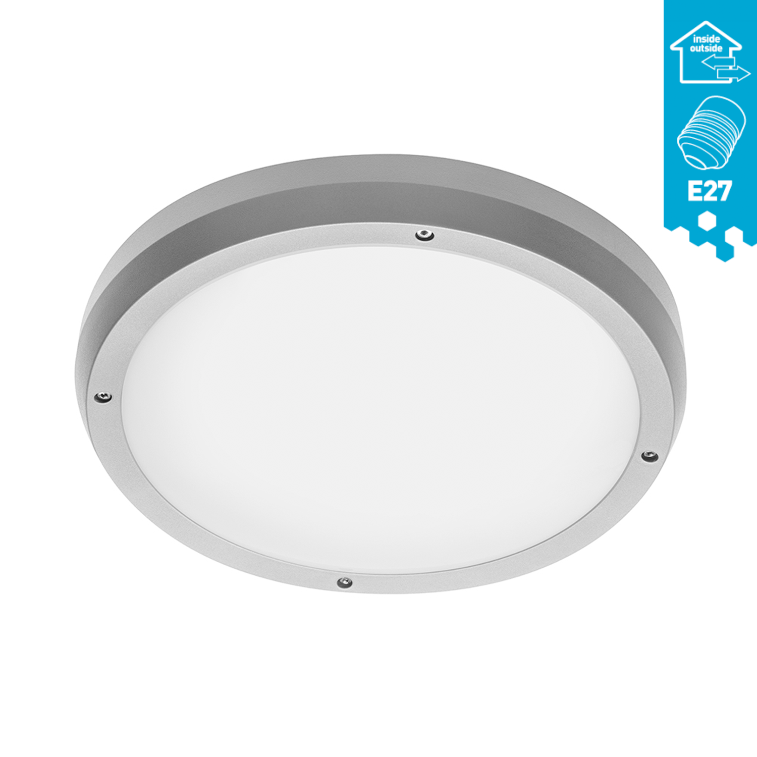 Deckenleuchte Wandleuchte elegant weiß silber IP65 2x E27 innen und außen
