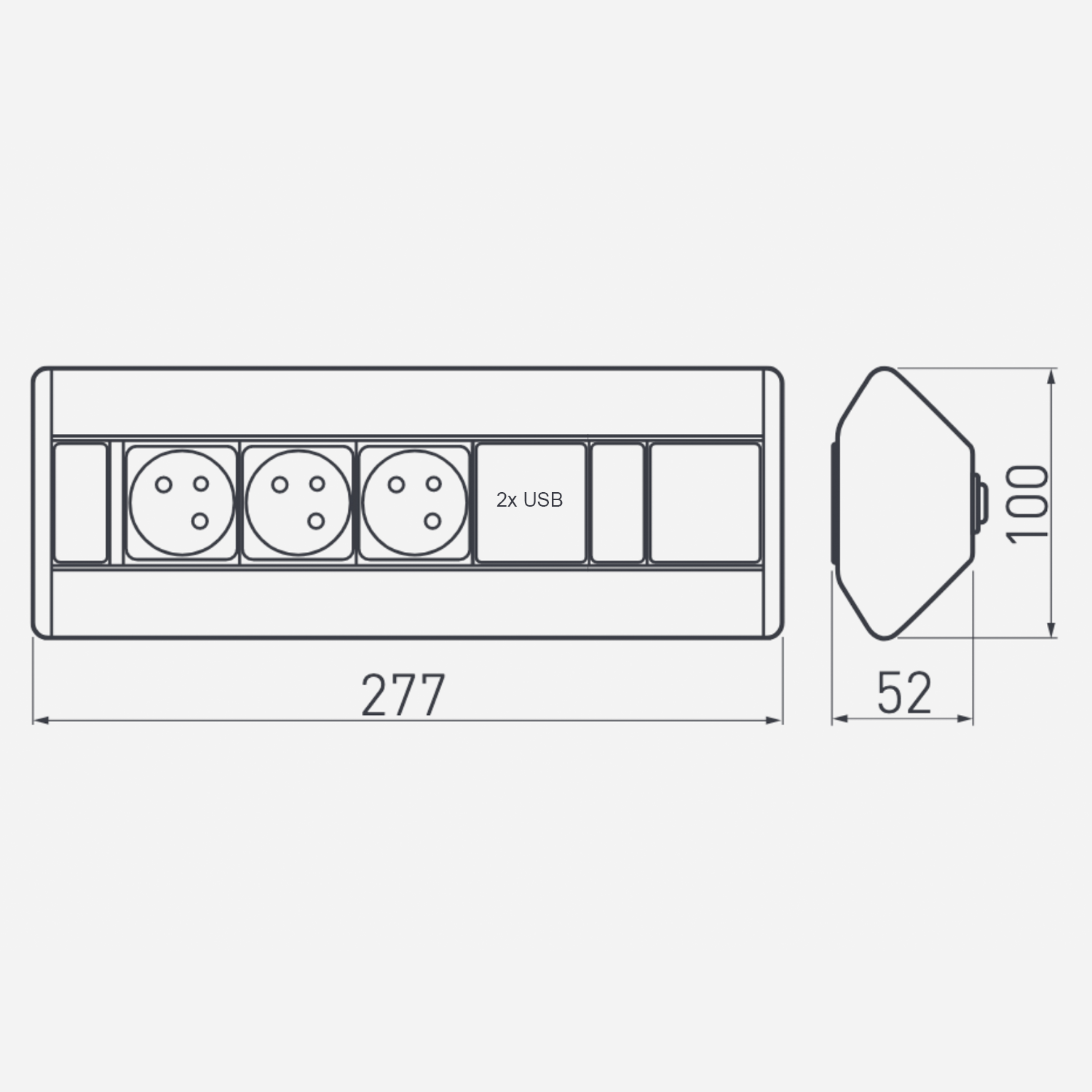 3-fach Ecksteckdose Tischsteckdose Bodensteckdose / mit 2 USB Anschlüssen / ideal für Küche Büro / silber schwarz