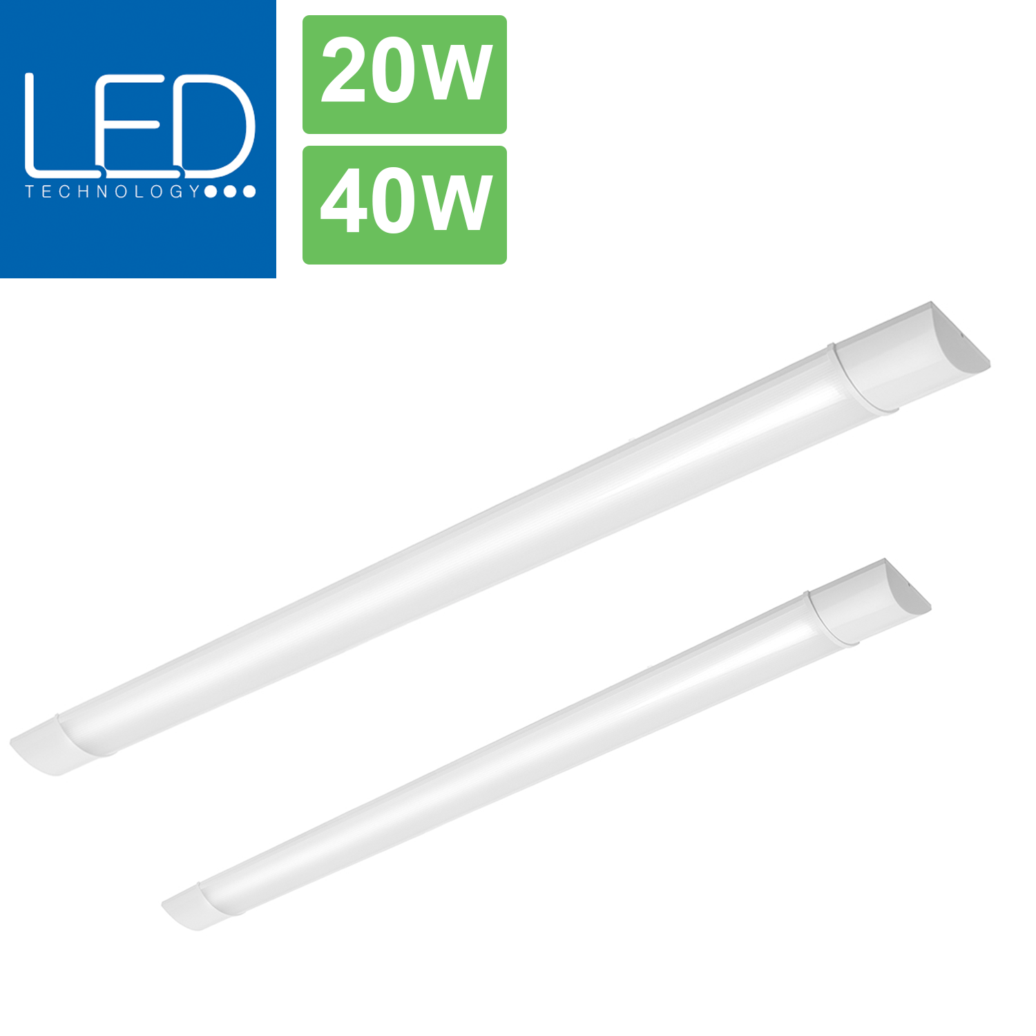 flache LED-Lichtleiste ideal für Büro, Werkstatt oder Keller / IP 40 / 20W oder 40W / 1800 lm oder 3600 lm